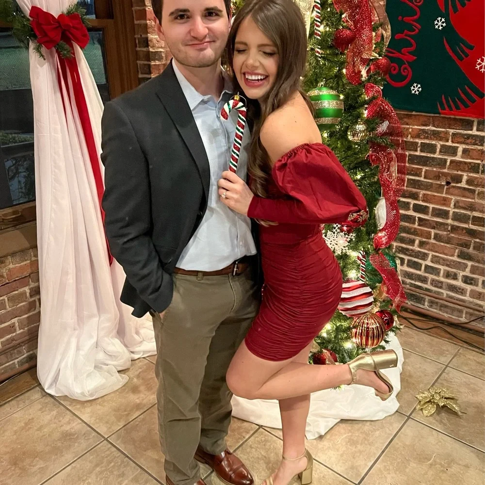 Oh Polly Can’t Get Enough Bardot Puff Sleeve Mini Ruched Dress Red Maroon 2 XS - Picture 9 of 9